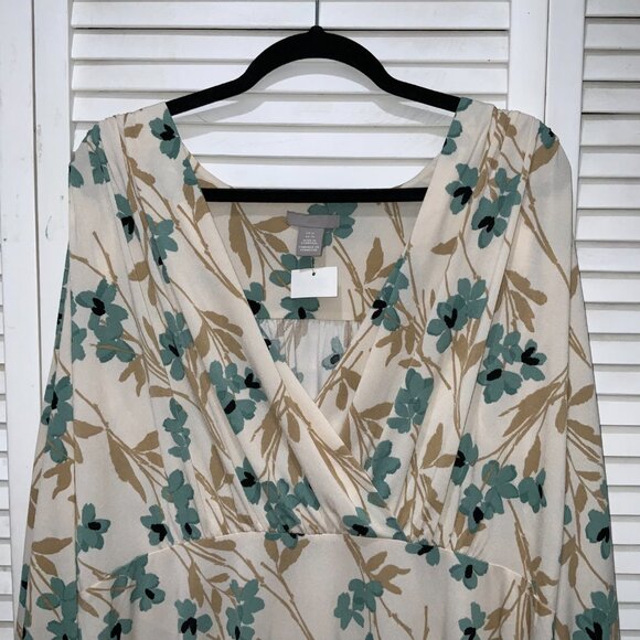 H&M Blue and Yellow Floral Midi Dress Size XL - Picture 2 of 4